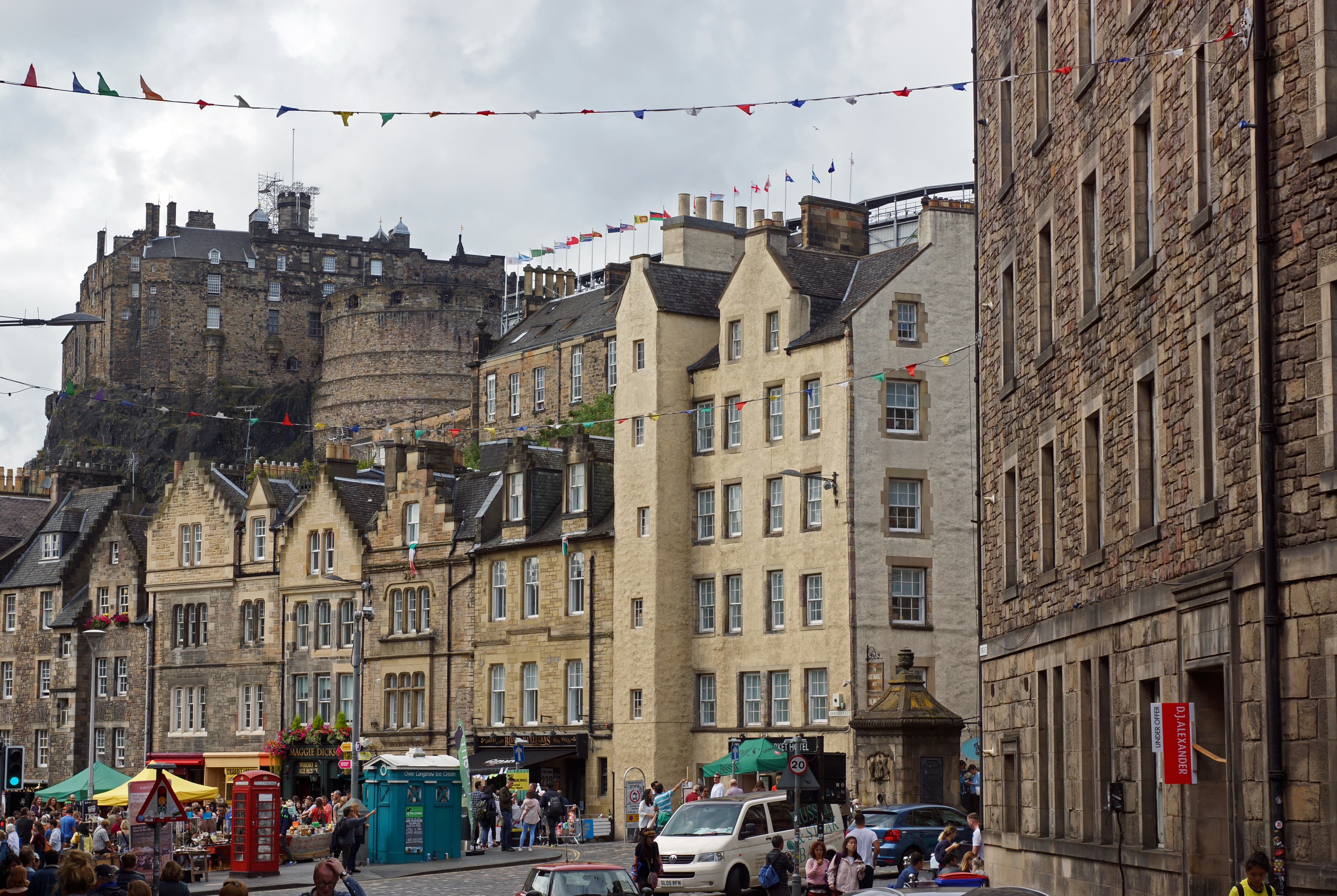 Historic arch of George IV Bridge over Cowgate in the Old Town