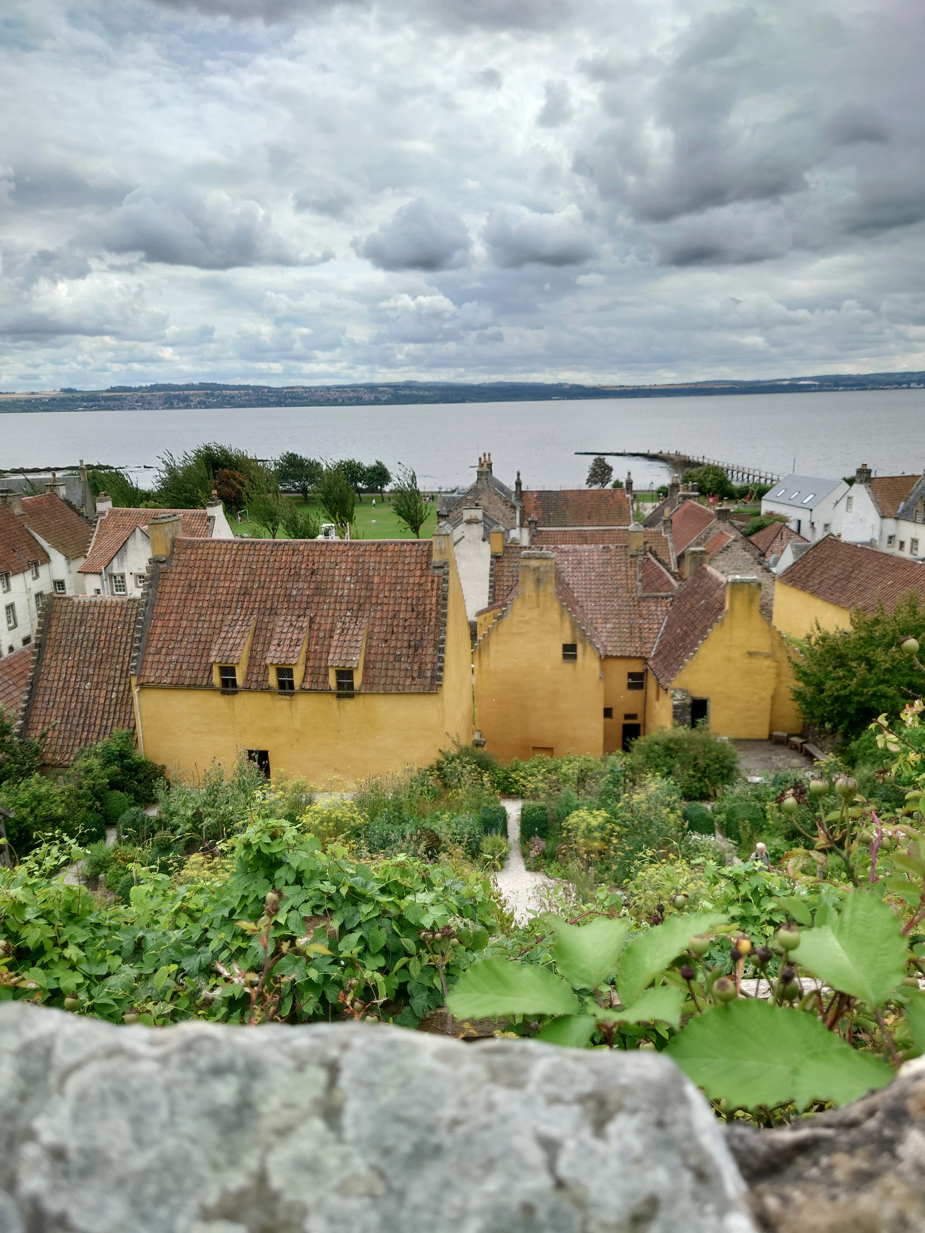 Yellow-harled walls and crow-stepped gables of Culross Palace.