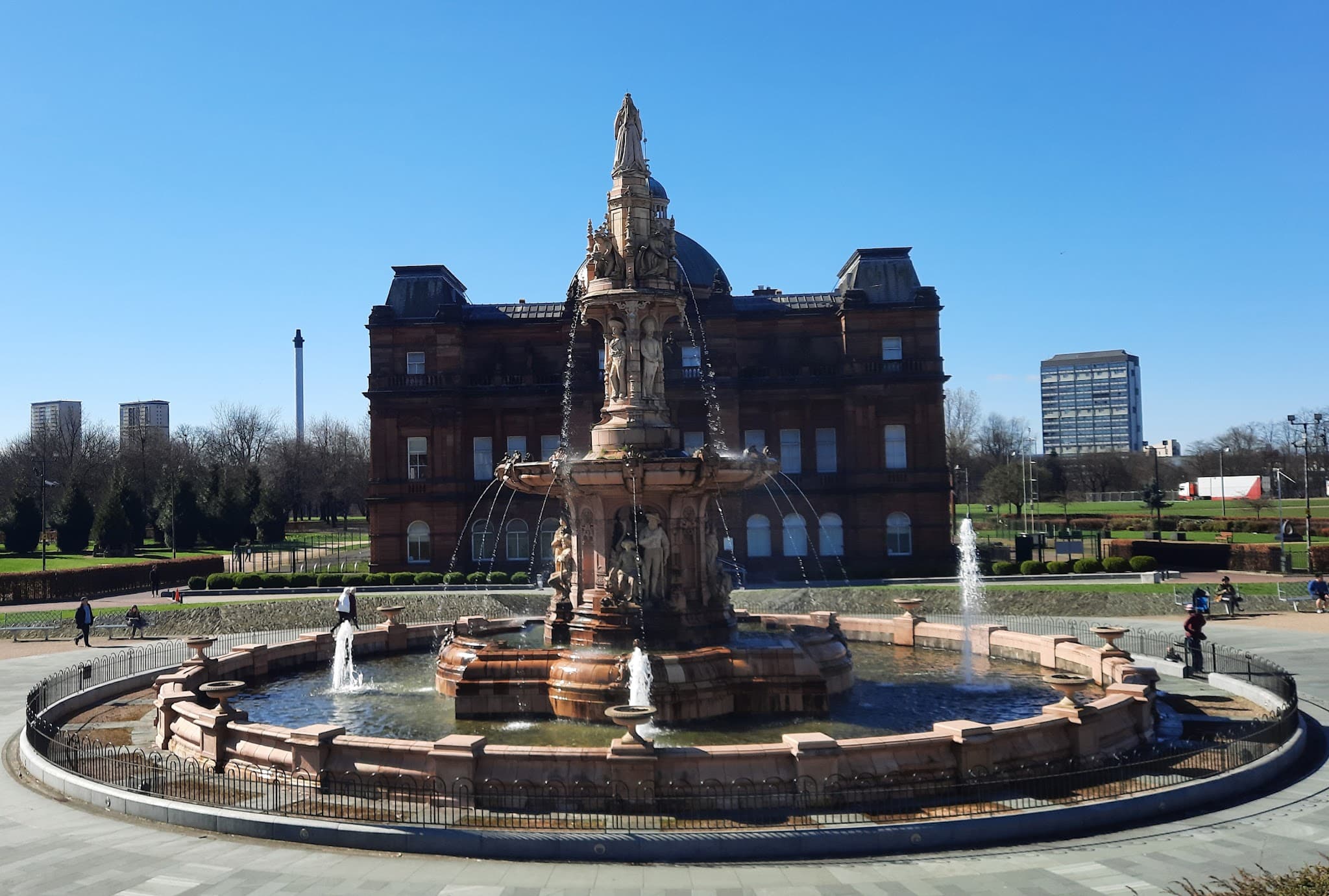 The monumental terracotta Doulton Fountain outside the People's Palace in Glasgow Green