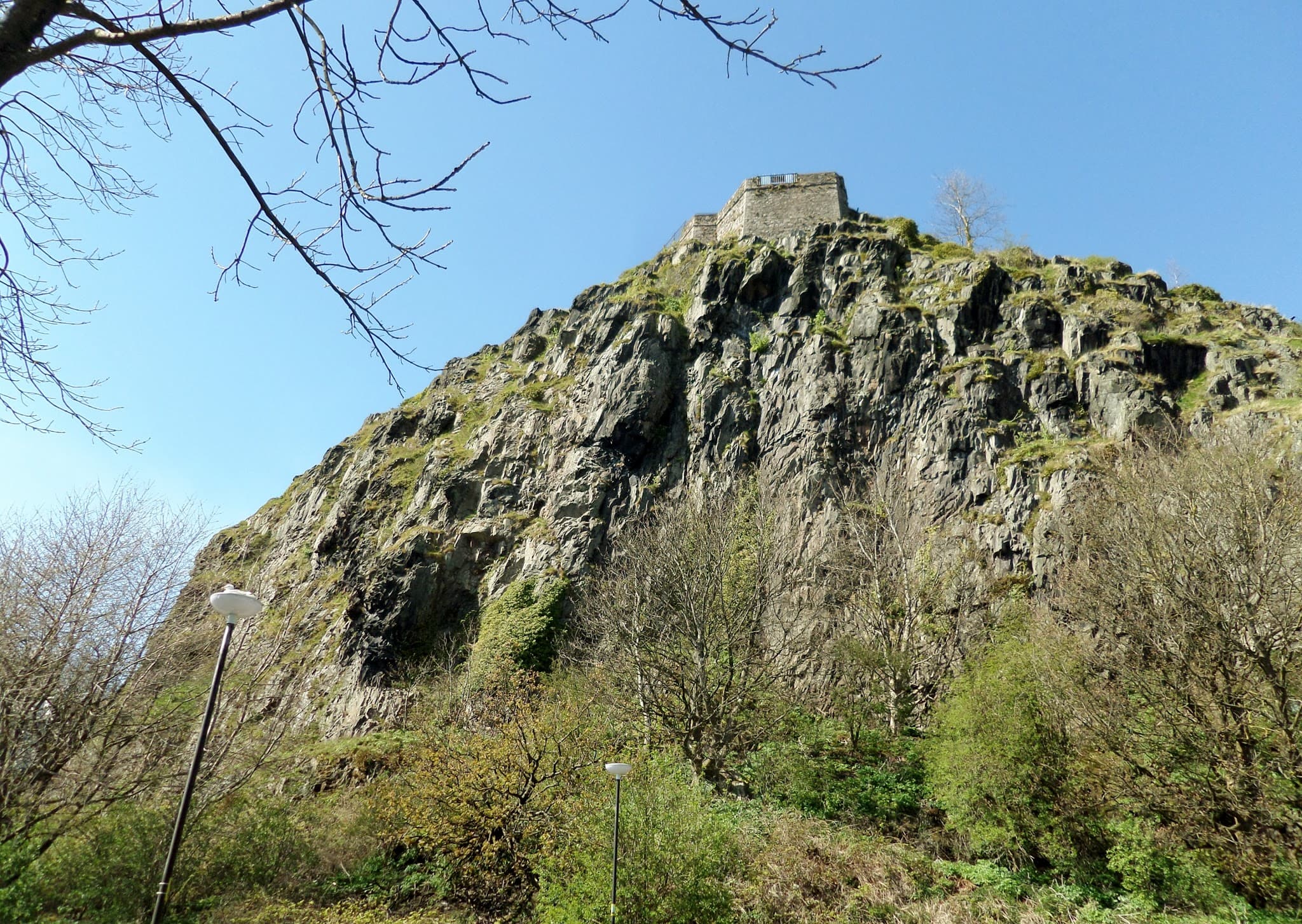 Dumbarton Rock and castle fortifications commanding the River Clyde.