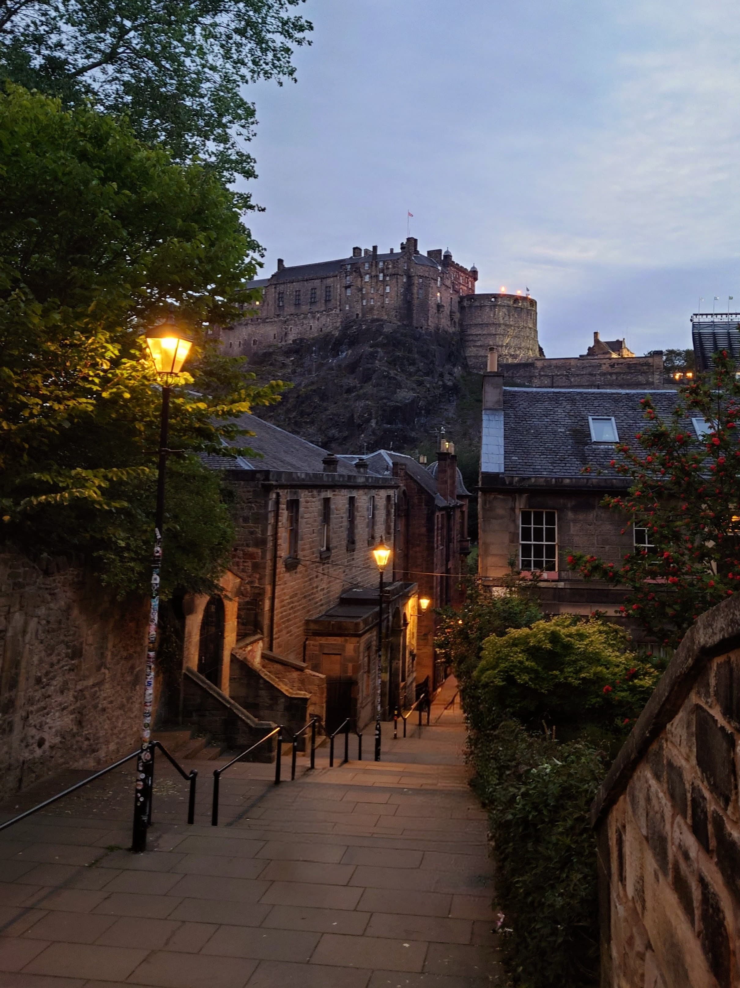 The Vennel steps overlooking Edinburgh Castle and the Grassmarket