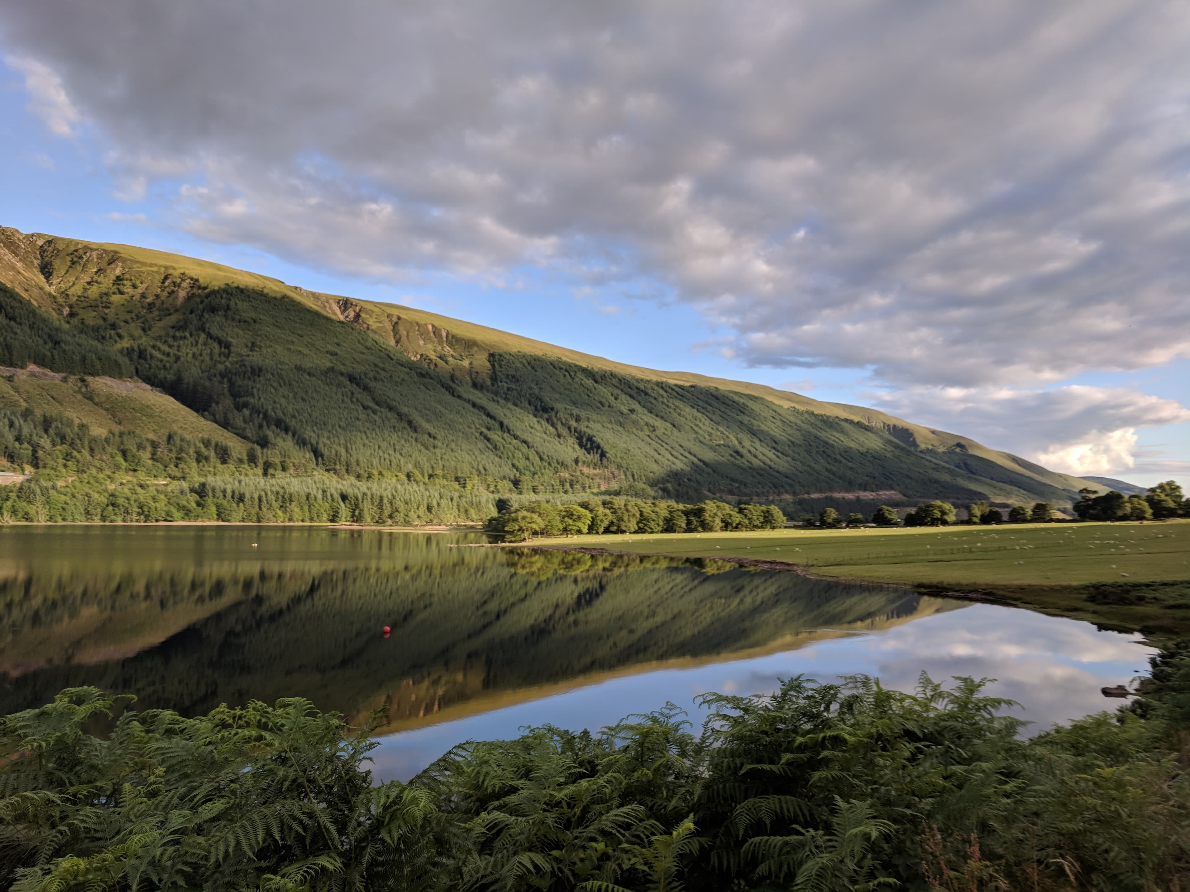 Loch Lochy and the dramatic mountain line of the Great Glen.