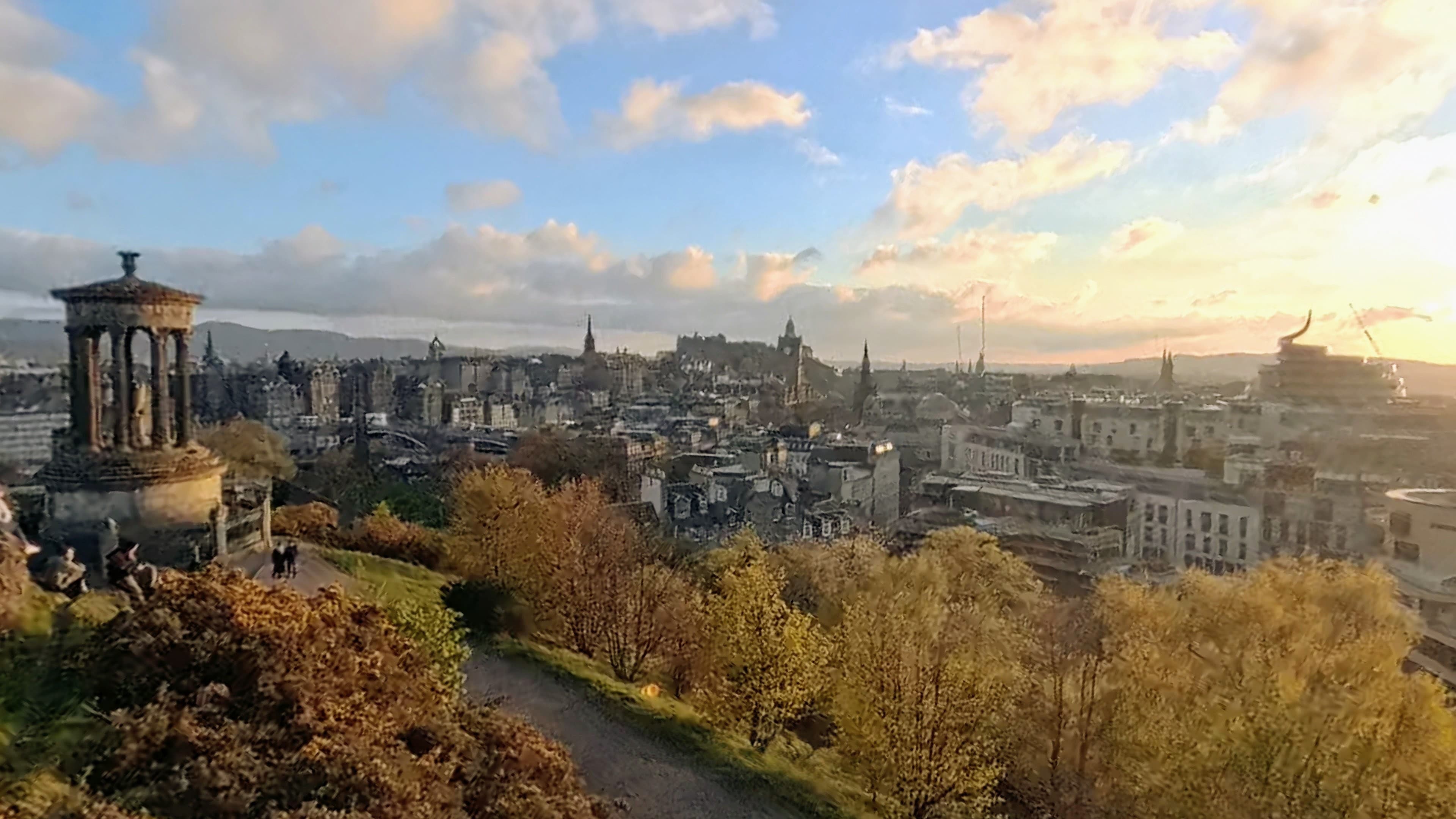 Panoramic view over Edinburgh's Old and New Towns from Calton Hill