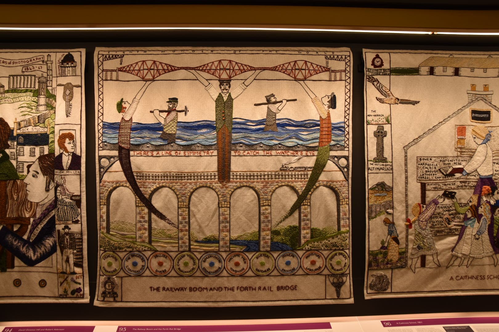 Close-up detail of textile tapestry craftsmanship in Scotland